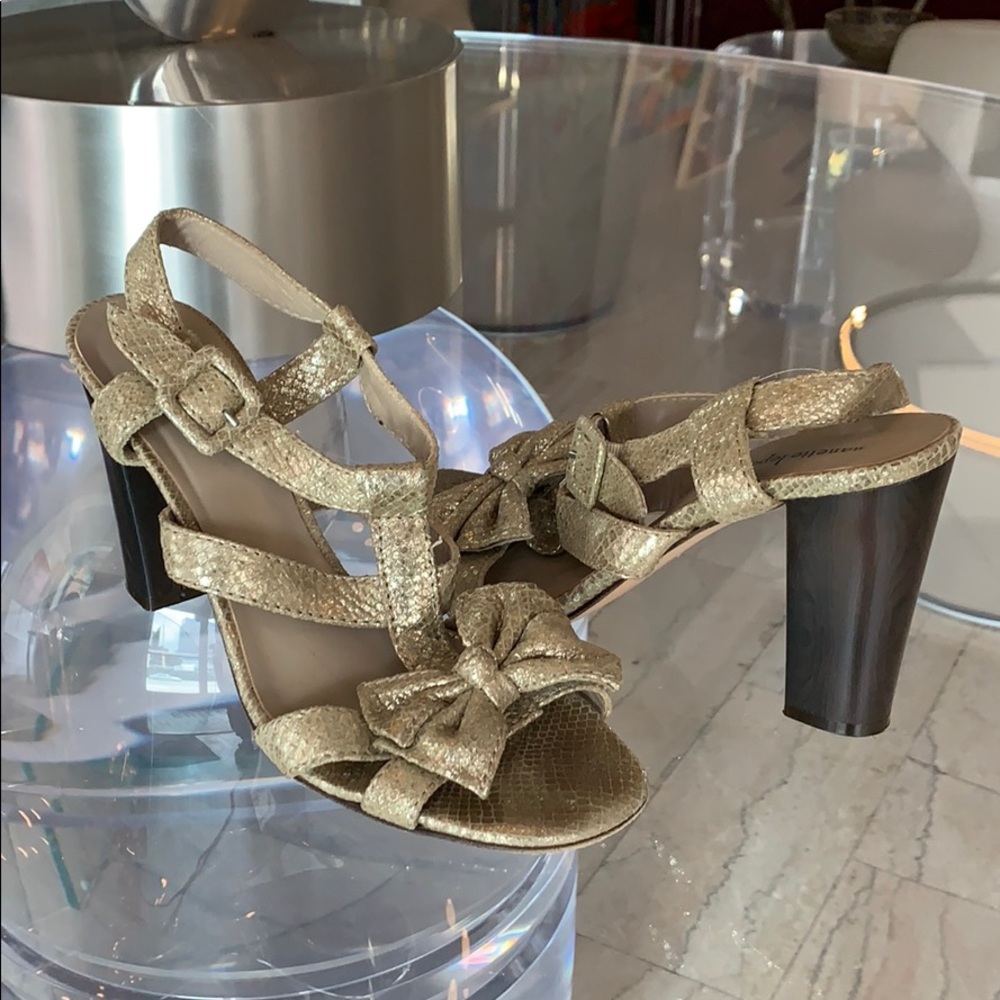 Gold Girl Bad Bow Heel Shoes by Nanette Lepore